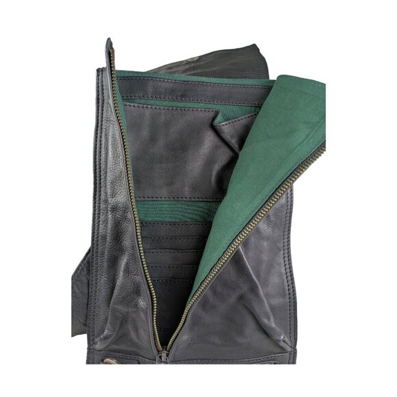 Rock, Paper, Scissors Black Leather Messenger Sling bag Crossbody NWT - Picture 5 of 13